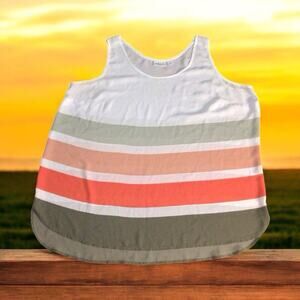 LIZ CLAIBORNE Womens White Sleeveless Multi-Colored Stripe Pullover Top 2X